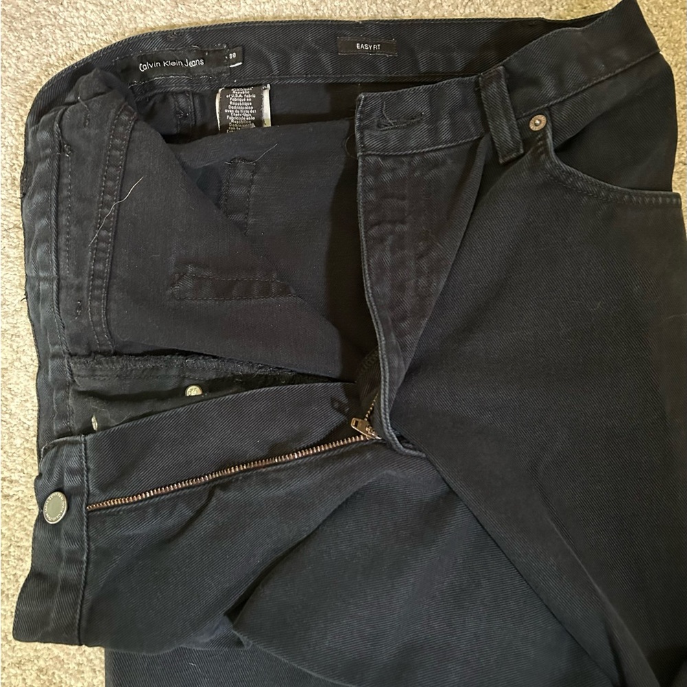 Calvin Klein Black Straight Leg Jeans Timeless Comfort - Picture 2 of 5
